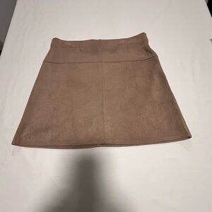 Max Studio Tan Faux Suede Mini Skirt Sz L EUC